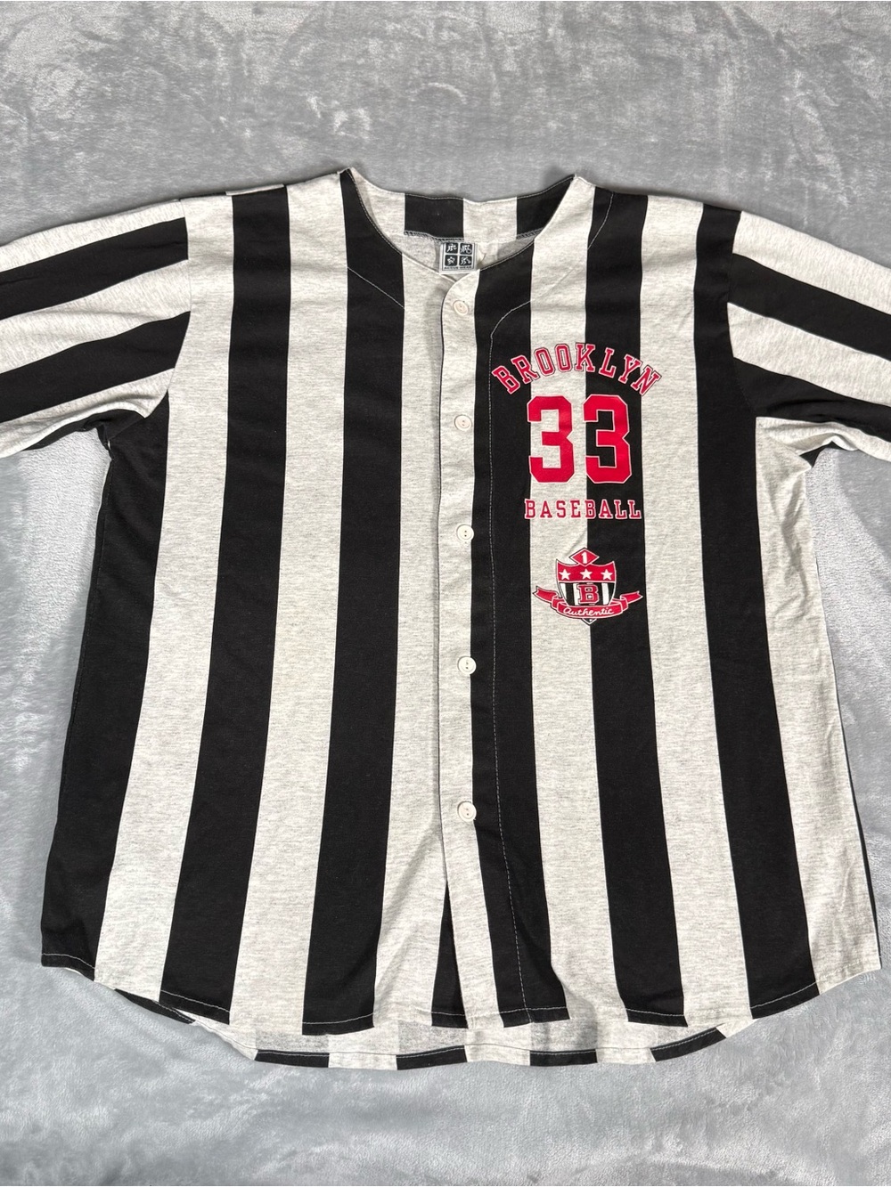 Vintage Brookyln Baseball Jersey Shirt Mens L Cotton Striped Made In USA 90s